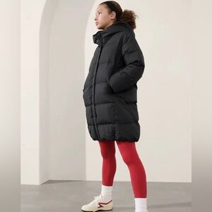ATHLETA Cloud Nine Full Zip Down Parka Jacket Black Youth Medium (8-10)/Womens S